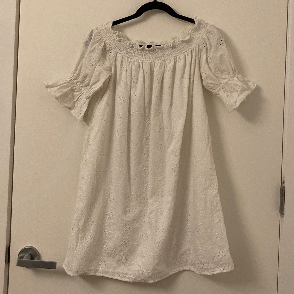 Eyelet Off Shoulder Mini Dress